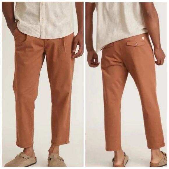 NWT Marine Layer 2XL Men’s Hudson Relaxed Cropped Pant in Faded Chestnut Brown - Picture 1 of 5